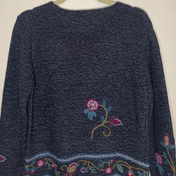 VINTAGE WOOL COLDWATER CREEK EMBROIDERED FLORAL SWEATER COTTAGE CORE - Picture 12 of 13